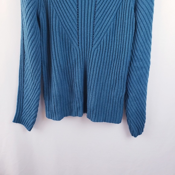 Womens Turtleneck Ribbed Sweater Sz Medium Blue - Picture 5 of 5